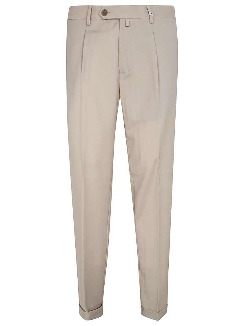 Myths Tailored Sand Trousers With Tapered Leg And Refined Pockets