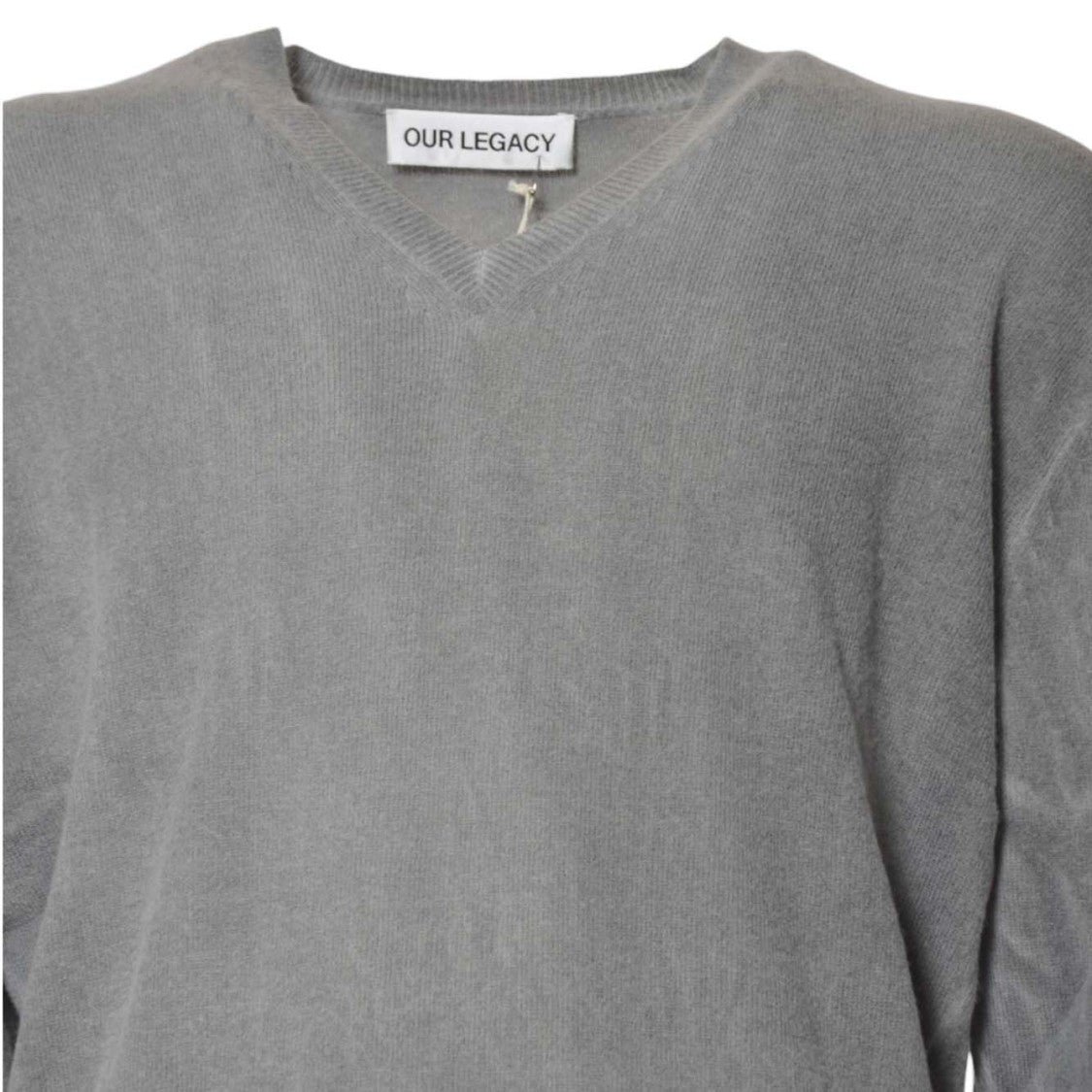 Our Legacy Muted Grey Crew Neck Sweater With Ribbed Detailing