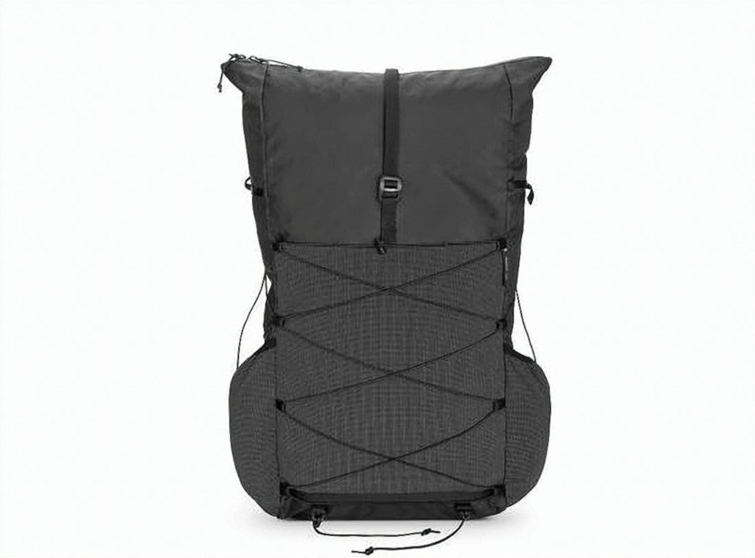 Liteway Matte Black Roll-Top Backpack With Bungee System