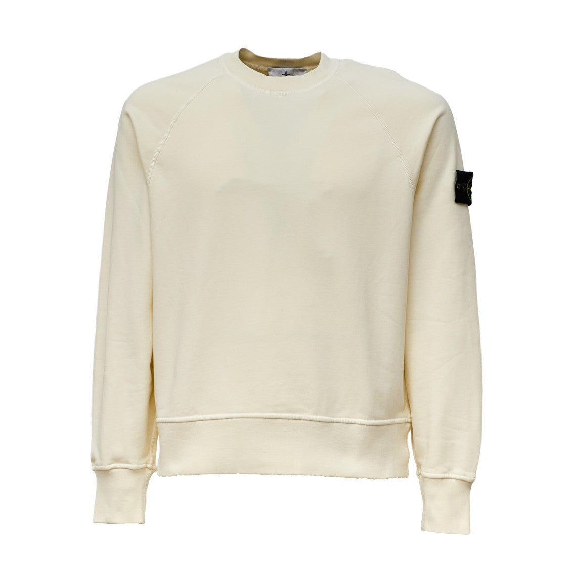 Stone Island Organic Cotton Fleece Sweatshirt With Ribbed Neckline