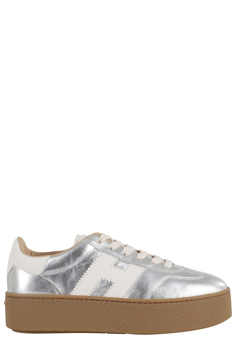 Hogan Silver Hogan H681 Sneakers With Contrasting Leather Details
