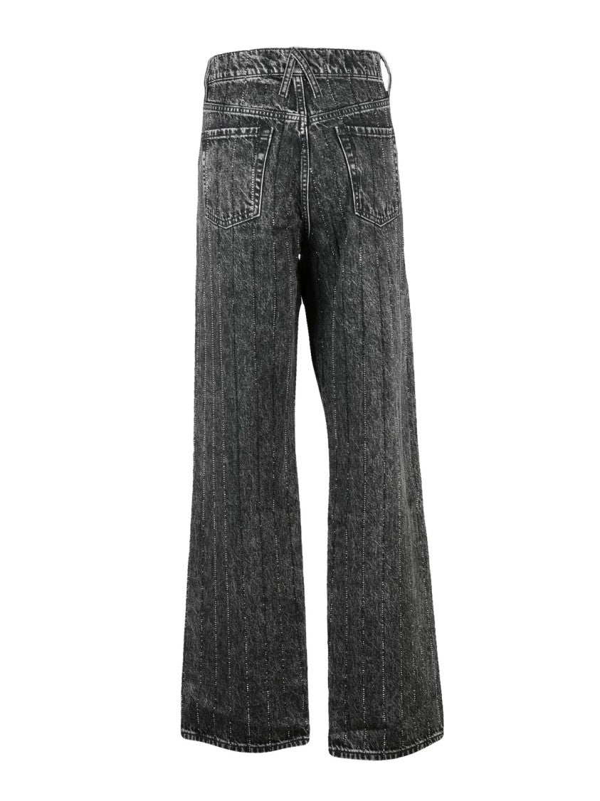 Cycle Wide-Leg Low Rise Jeans With Rhinestone Details