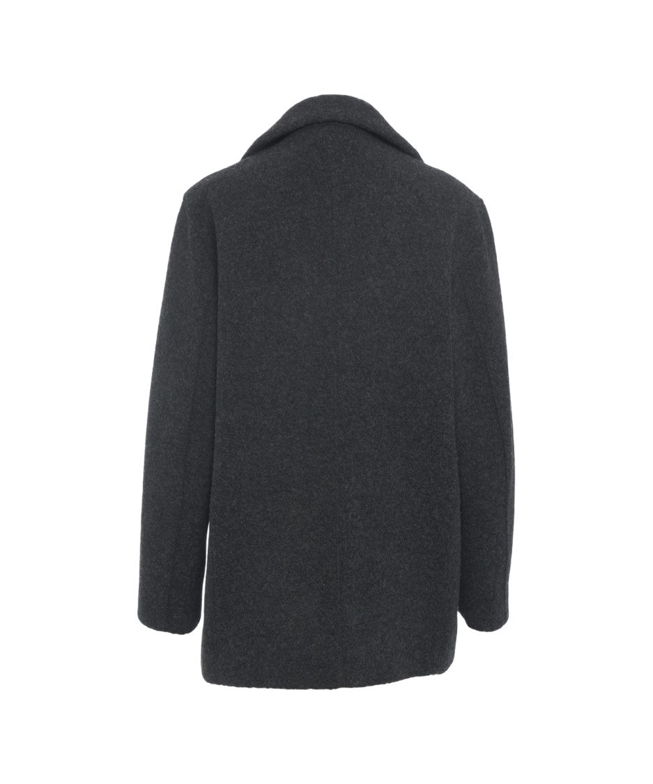 Harris Wharf London Bouclé Peacoat With Double-Breasted Closure And Wide Lapels