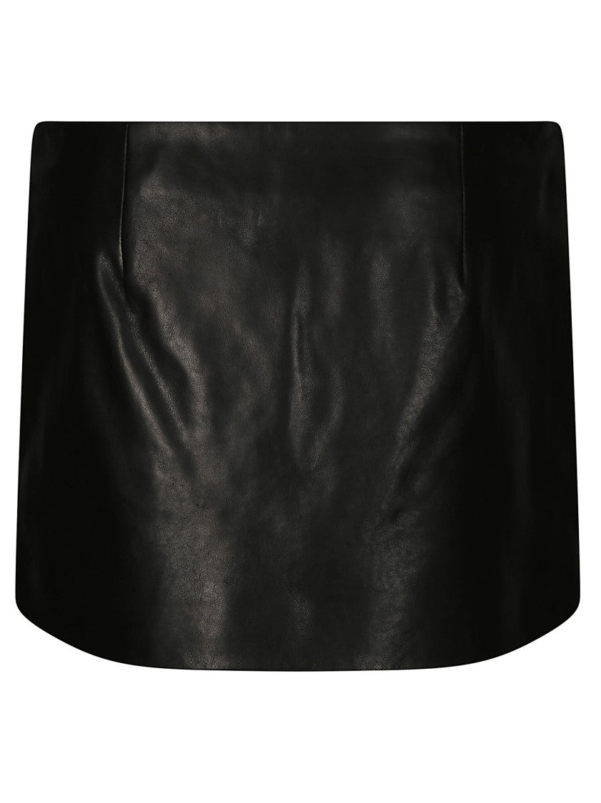 Khaite Fitted Leather Skirt With Front Button Closure