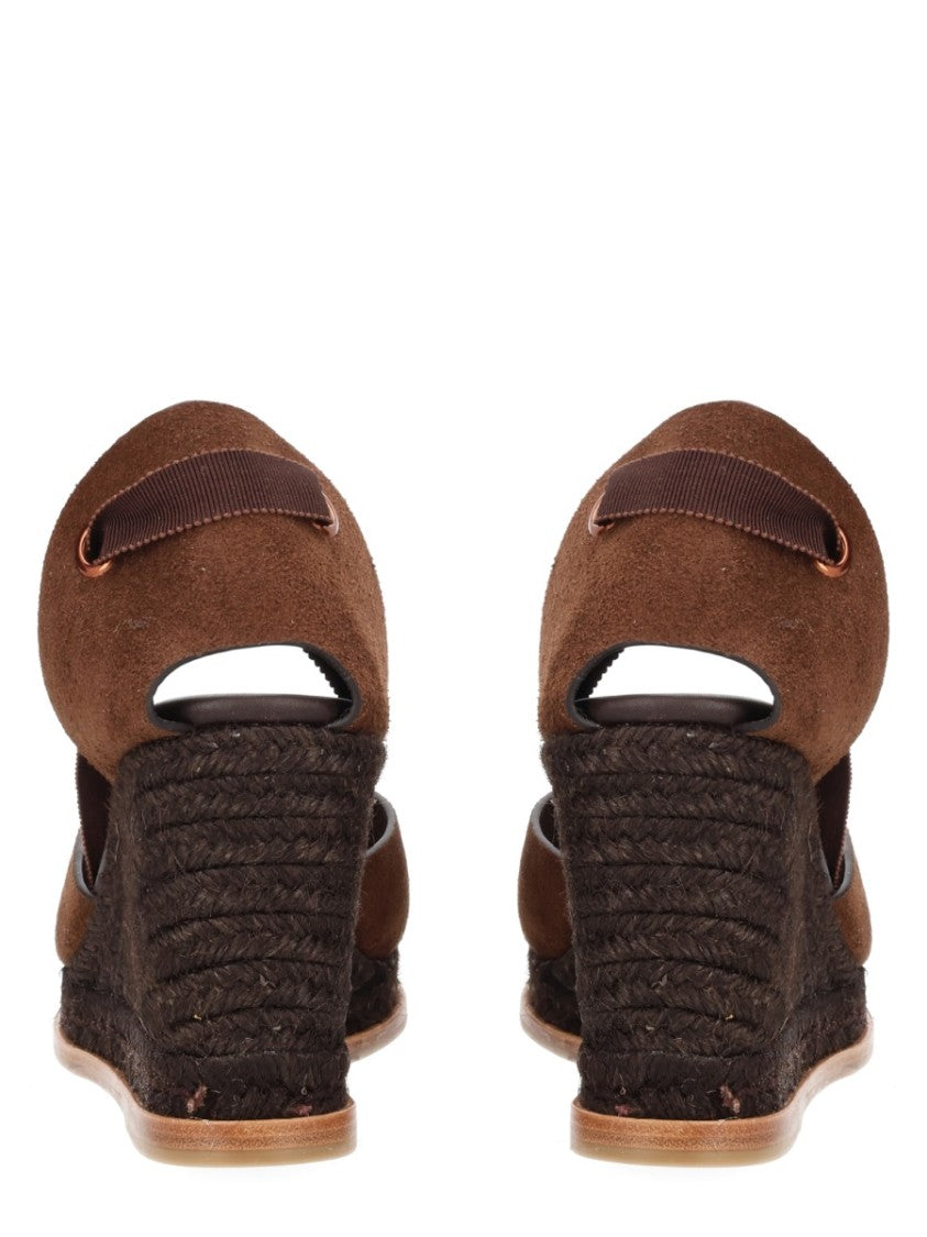Castaner Warm Brown Camila Braided Wedge Suede Espadrilles