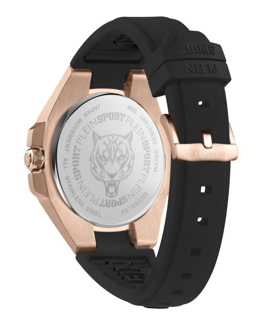 Plein Sport 47Mm Tigermaster Silicone Watch With Rose Gold Case