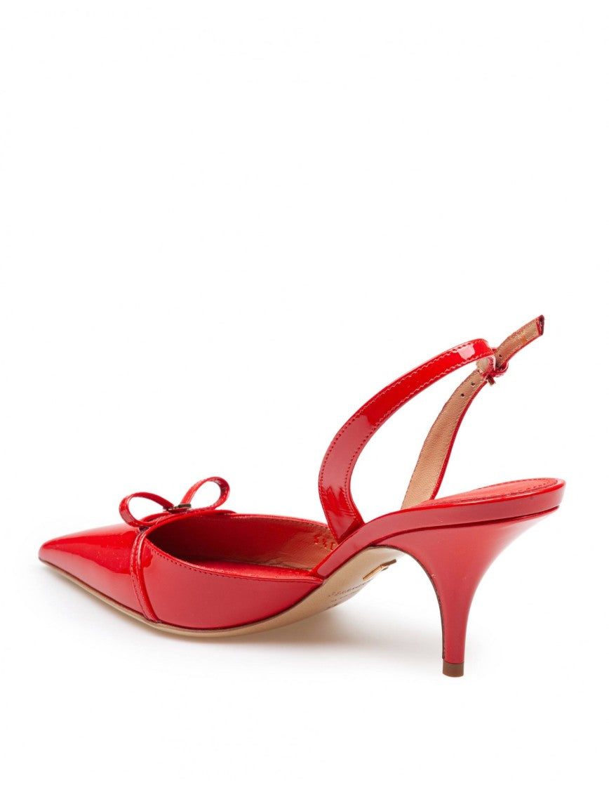 Salvatore Ferragamo Slingback Gilla 70 In Patent Leather Color Red