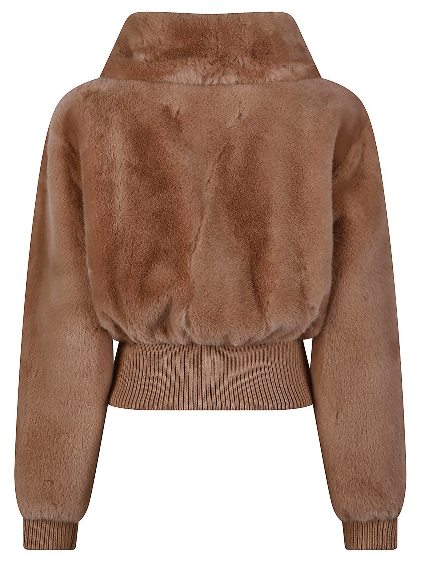 Pinko Bagels Polyester Faux Fur Bomber Jacket