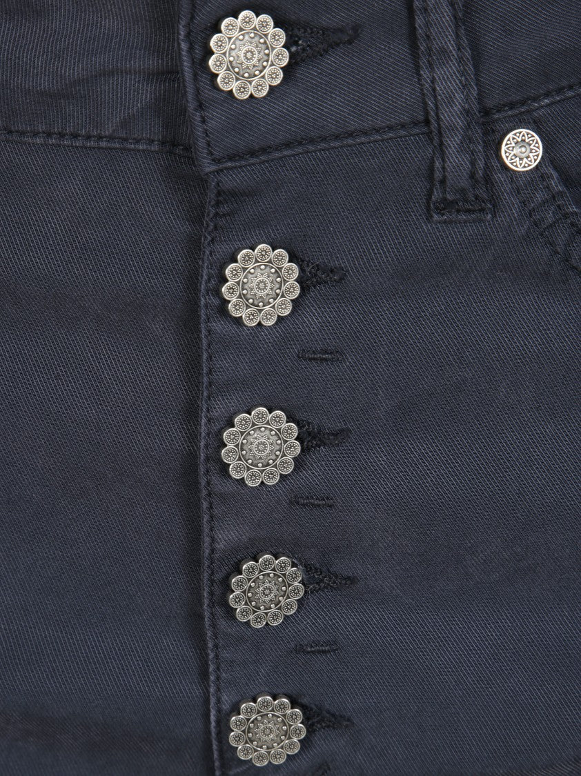 Dondup Fitted High-Waist Cropped Trousers With Decorative Buttons