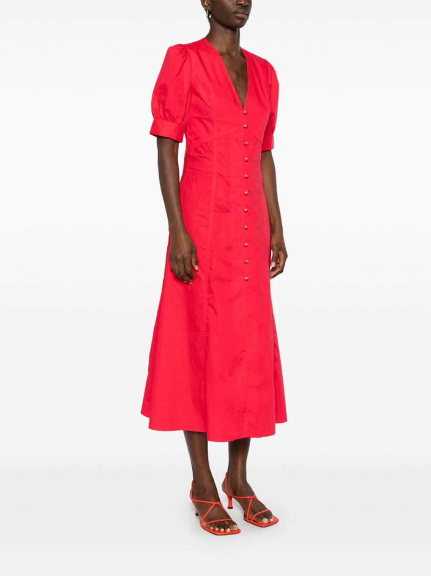 Twin-Set Poppy Red Midi Dress With V-Neck
