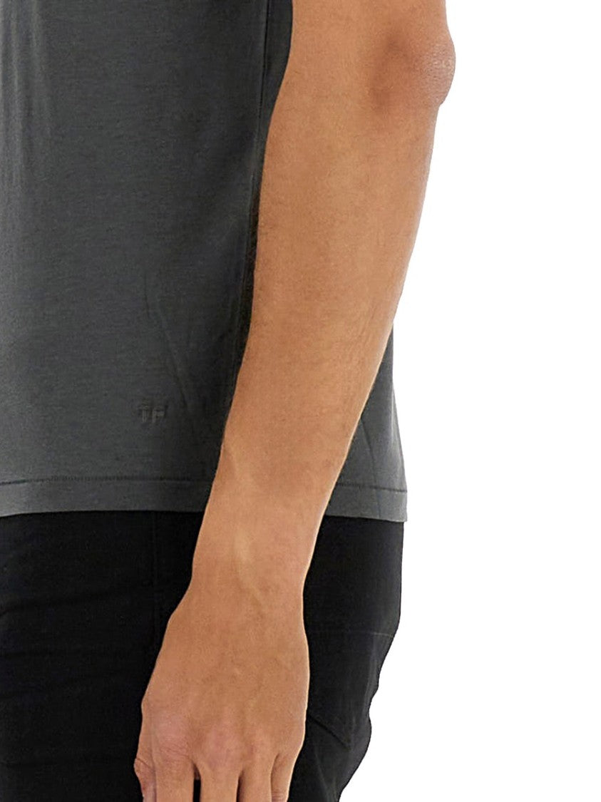Tom Ford Grey Regular Fit T-Shirt With Classic Crew Neckline