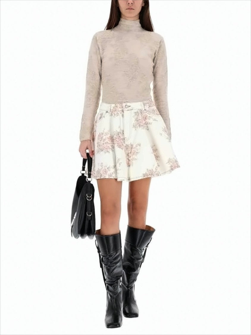 Ganni Fitted Textured Turtleneck Sweater With Keyhole Detail