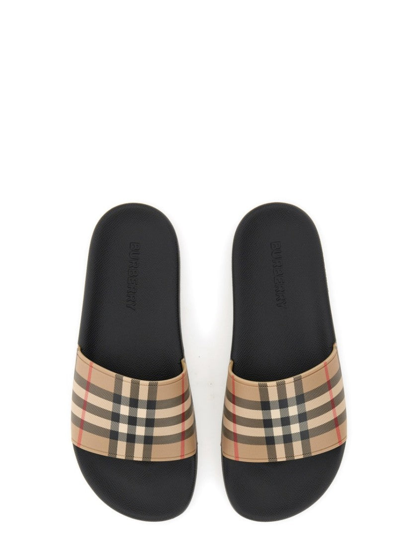 Burberry Check Pattern Beige Red Sandals