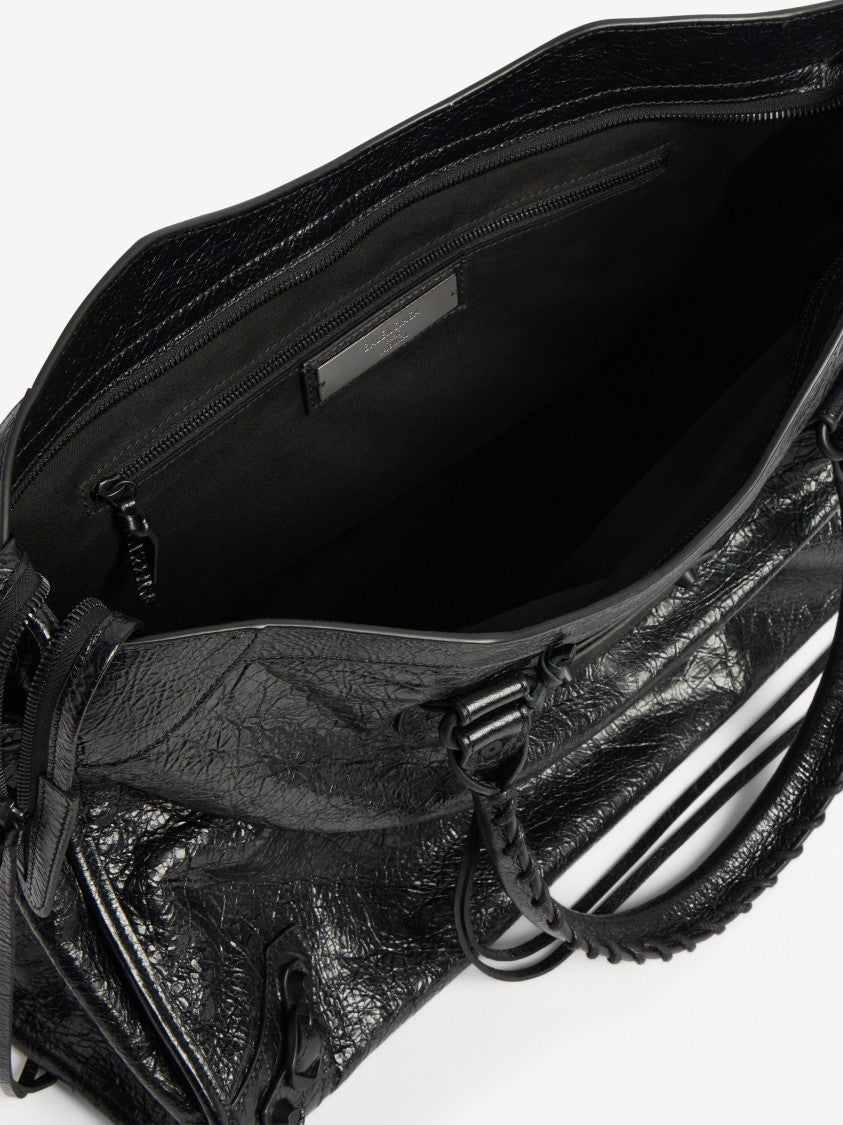 Balenciaga Large Rectangular Leather Tote Bag With Glossy Finish