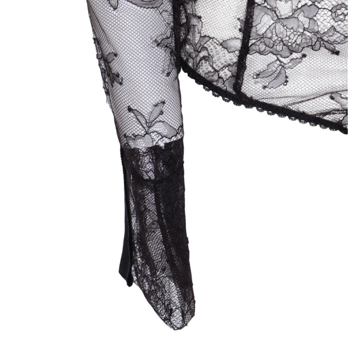 Blumarine Sheer Lace Bodysuit Shirt With Floral Patterns