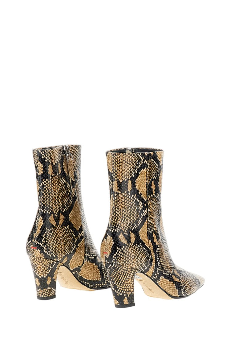 Aeydē Snakeskin-Print Leather Ankle Boots