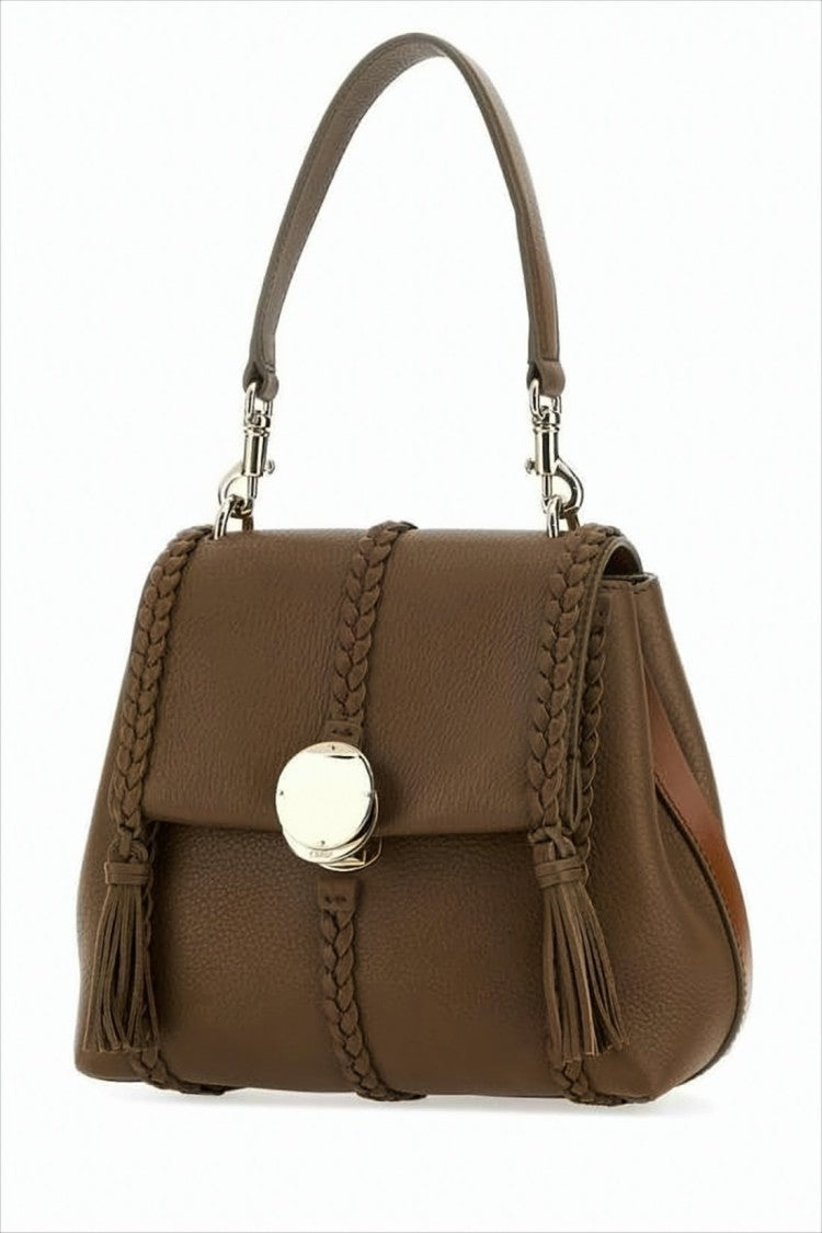 Chloé Structured Brown Leather Shoulder Bag