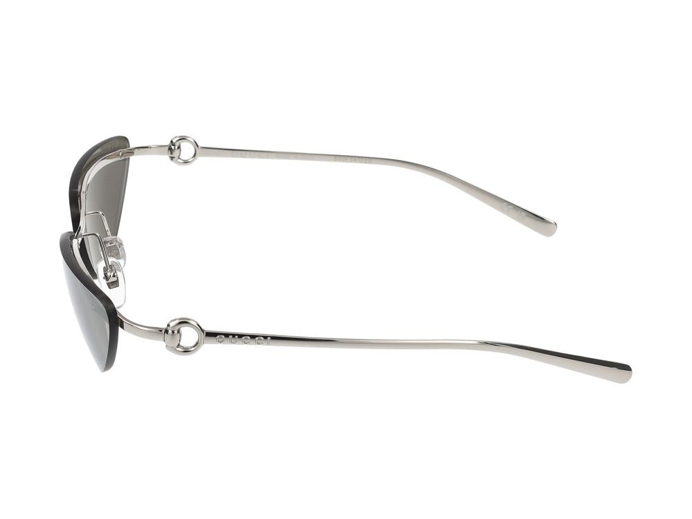 Gucci Silver Angular Cat-Eye Metal Sunglasses
