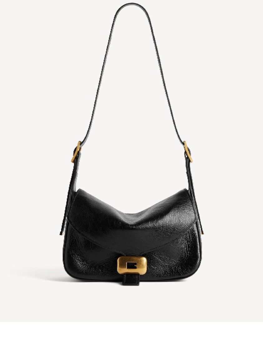 Balenciaga Black Clicca Structured Slouchy Leather Bag