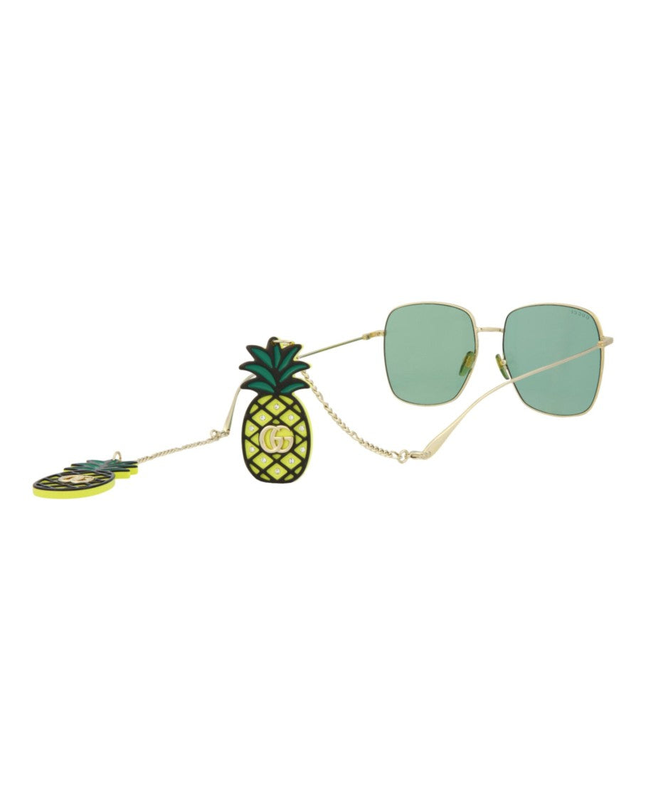 Gucci Square-Frame Metal Sunglasses With Adjustable Nose Pads
