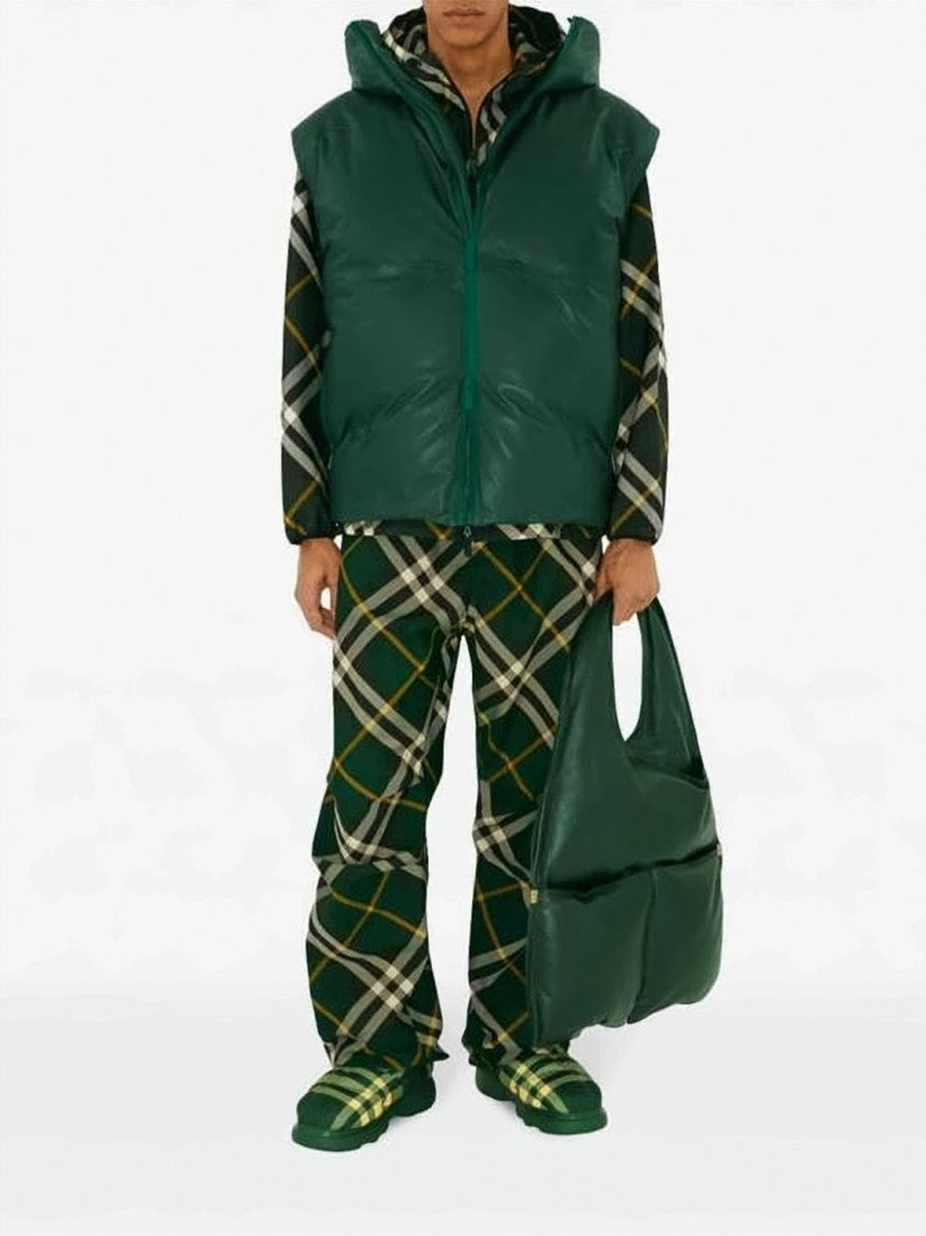 Burberry Checkered Patterned Hooded Jacket With Relaxed Fit