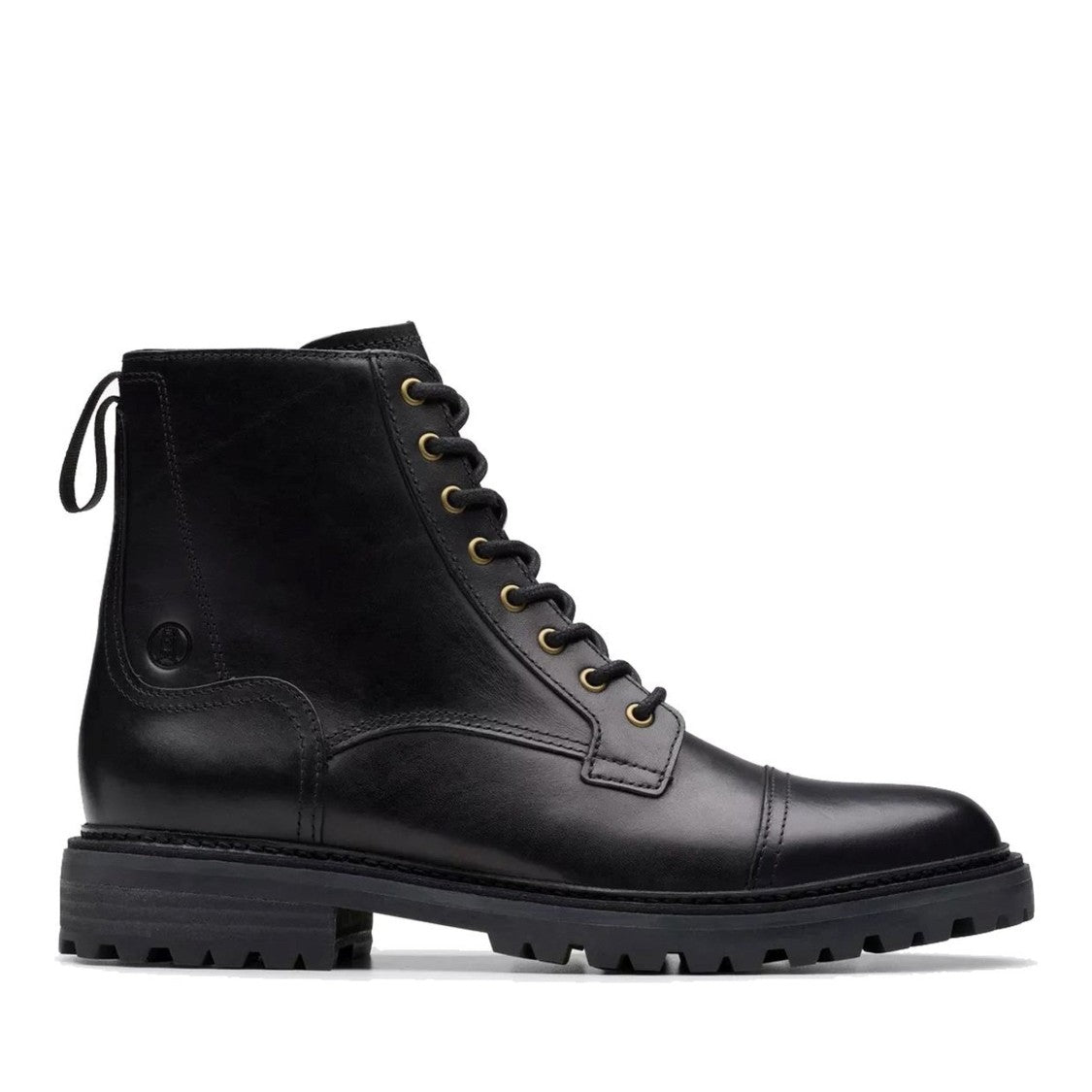 Clarks Clarkridge Black Lugged Sole Leather Ankle Boots