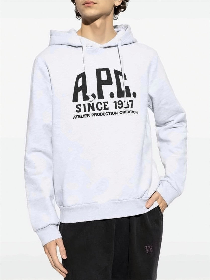 A.P.C. Light Grey Hoodie With Bold Logo