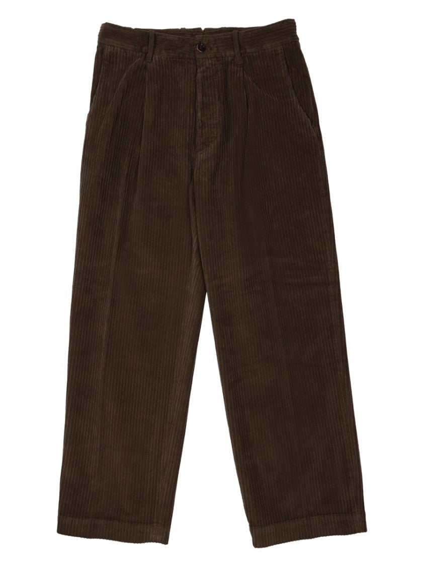 Nine In The Morning Neutrals Cropped Ribbed Cotton Wide-Leg Pants