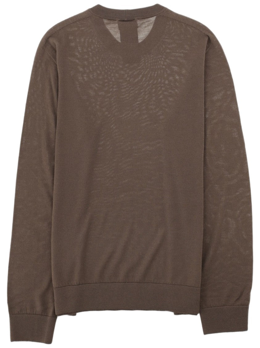 Giorgio Armani Long-Sleeve Virgin Wool Sweater With Crew Neckline And Embroidered Logo