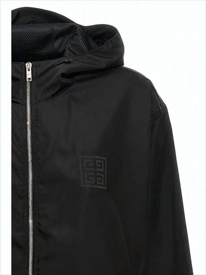 Givenchy Black Minimalist Givenchy Hooded Jacket With Zipper Closure