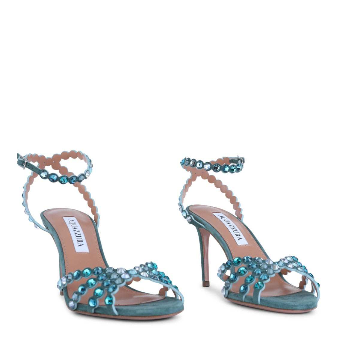 Aquazzura Turquoise Leather Tequila Sandals 85