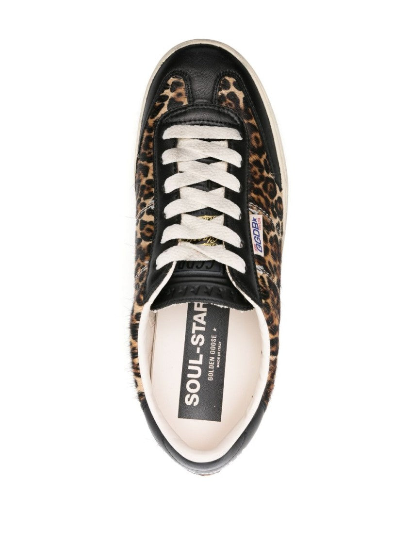 Golden Goose Leopard Print Leather Accents Sneakers