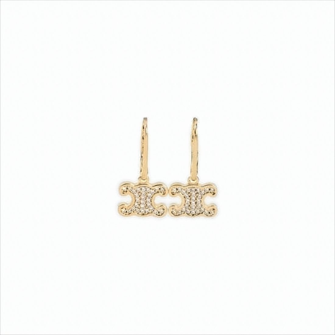 Celine Gilded Brass Drop Earrings With Double-C Charm