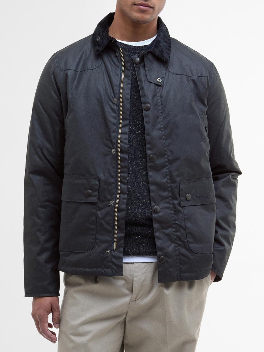 Barbour Reelin Wax Jacket With Adjustable Hood And Reinforced Stitching