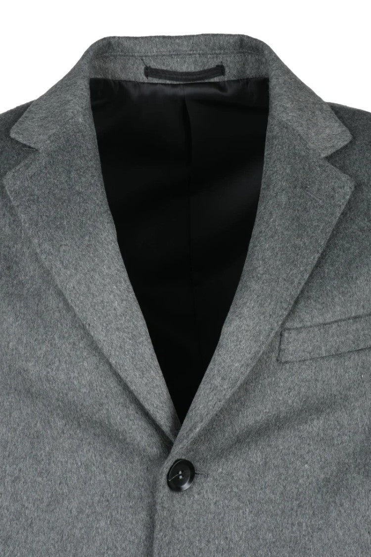 Premier Homme Mid-Length Grey Coat With Structured Collar