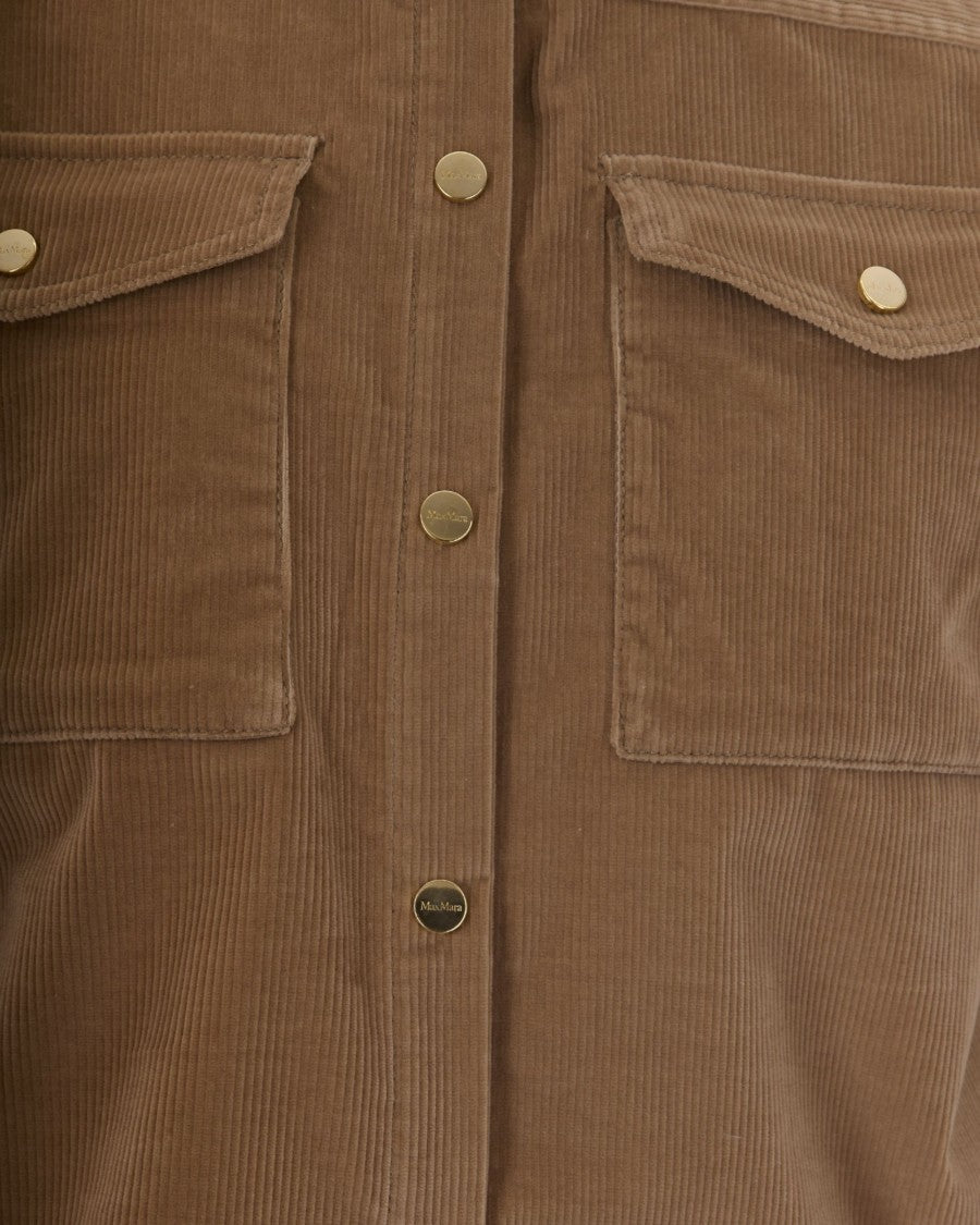 Max Mara Beige Rivolo Corduroy Cotton Casual Shirt