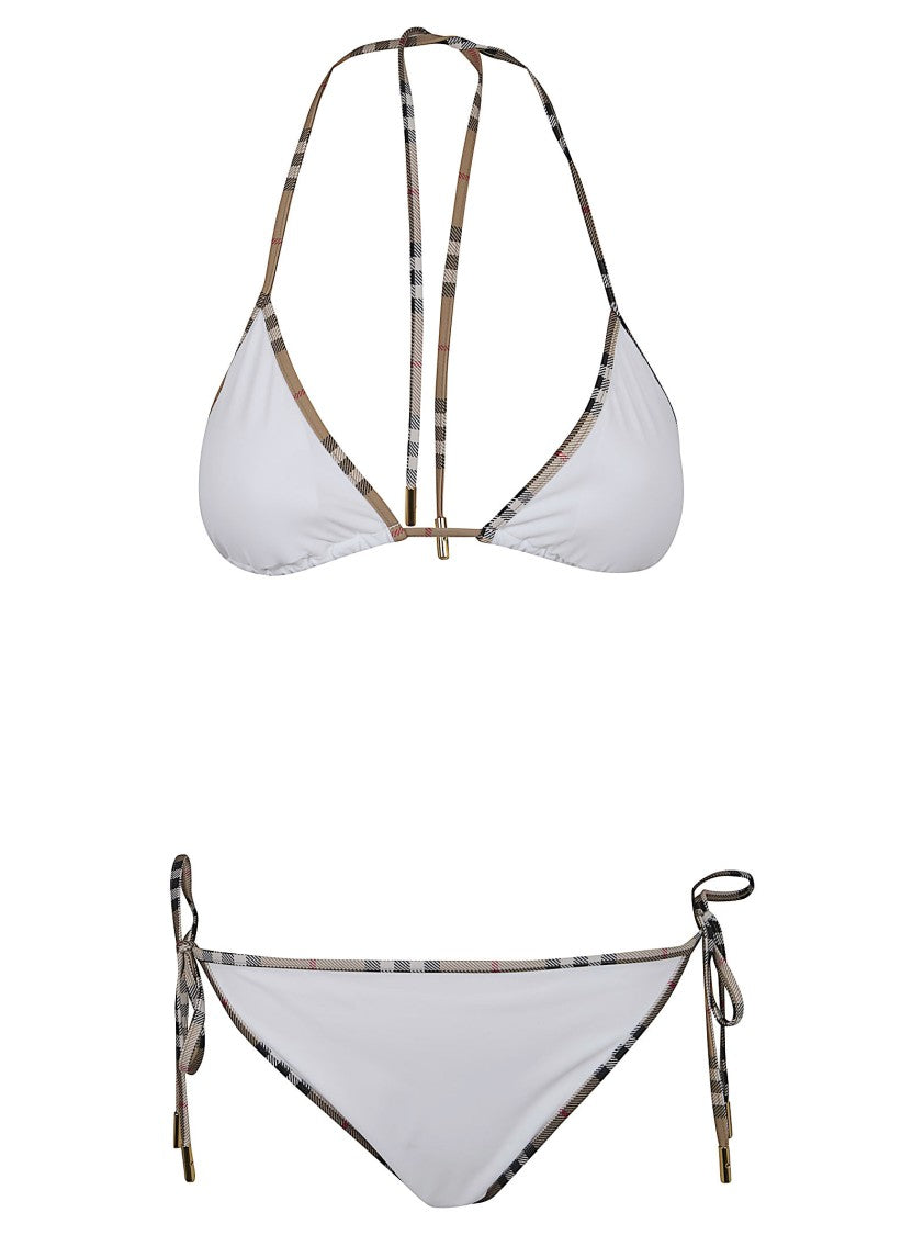 Burberry Classic Triangle Bikini Set With Check-Patterned Trim