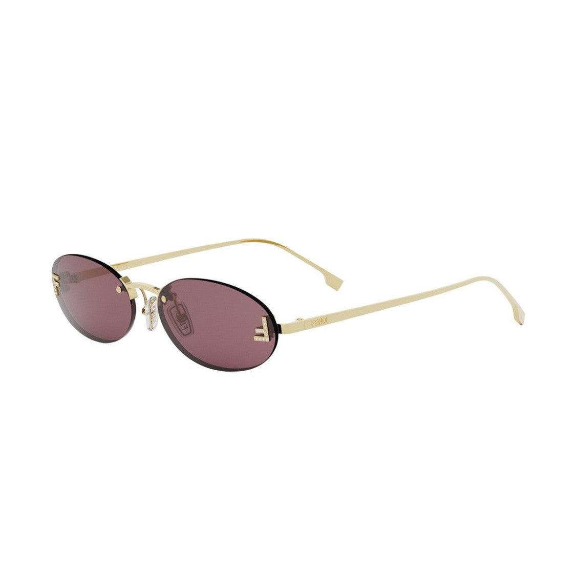 Fendi Gold First Crystal Fe4075us Oval Rimless Metal Sunglasses