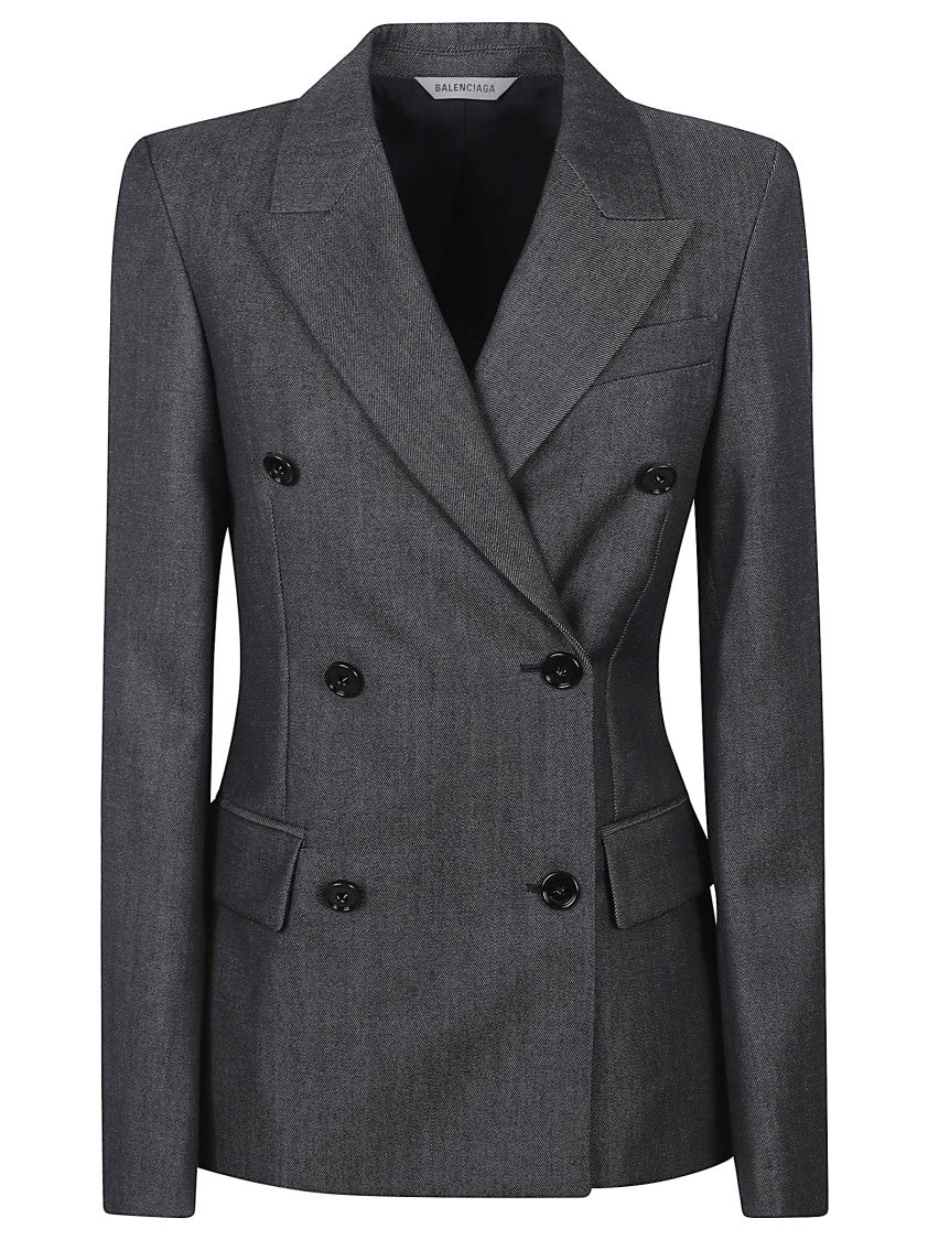 Balenciaga Denim Peak Lapel Blazer
