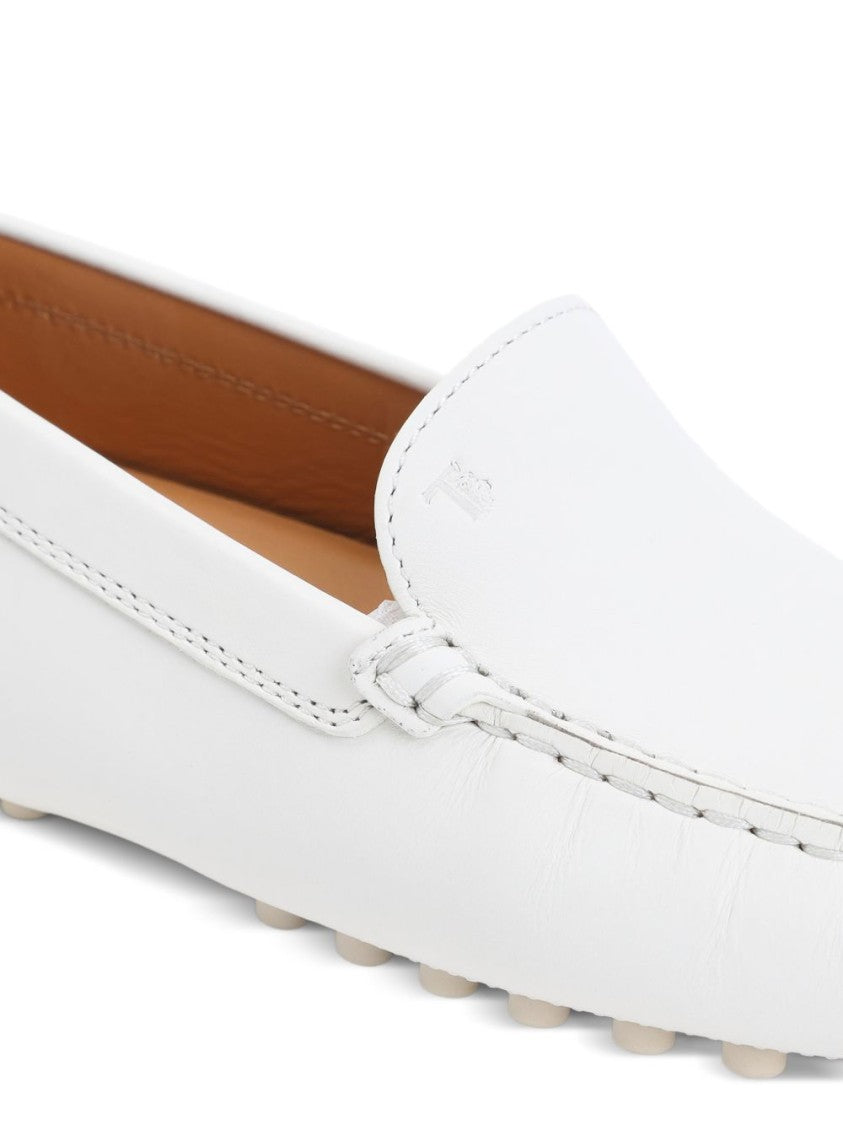 Tod's Moccasin-Style White Sandals With Rubber Pebble Sole