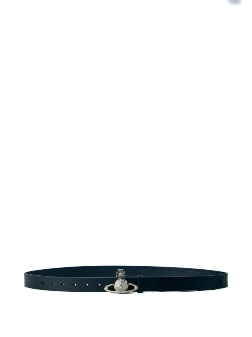 Vivienne Westwood Black Punched Hole Buckle Leather Belt