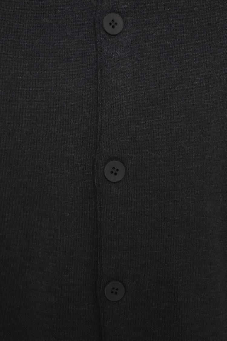 Transit Black Knit Cardigan With Classic Collar