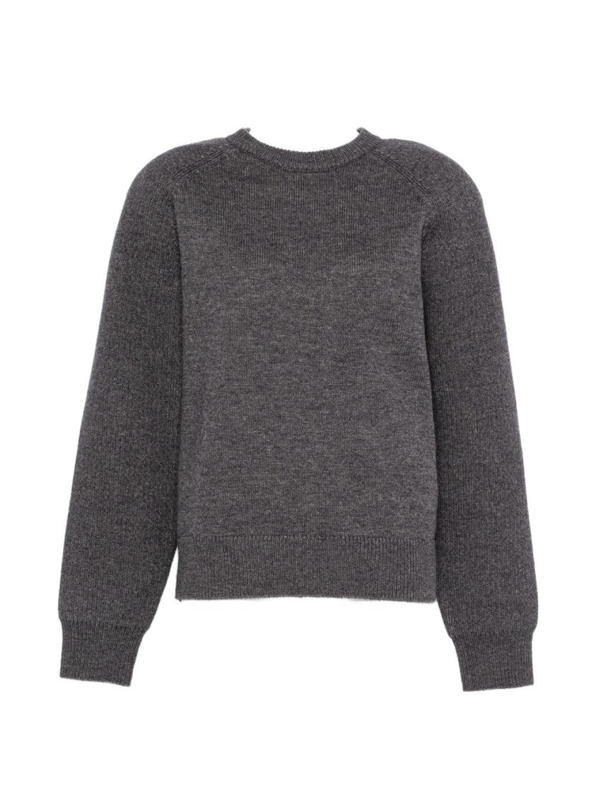 The Frankie Shop Heathered Puffed Sleeve Knit Sweater