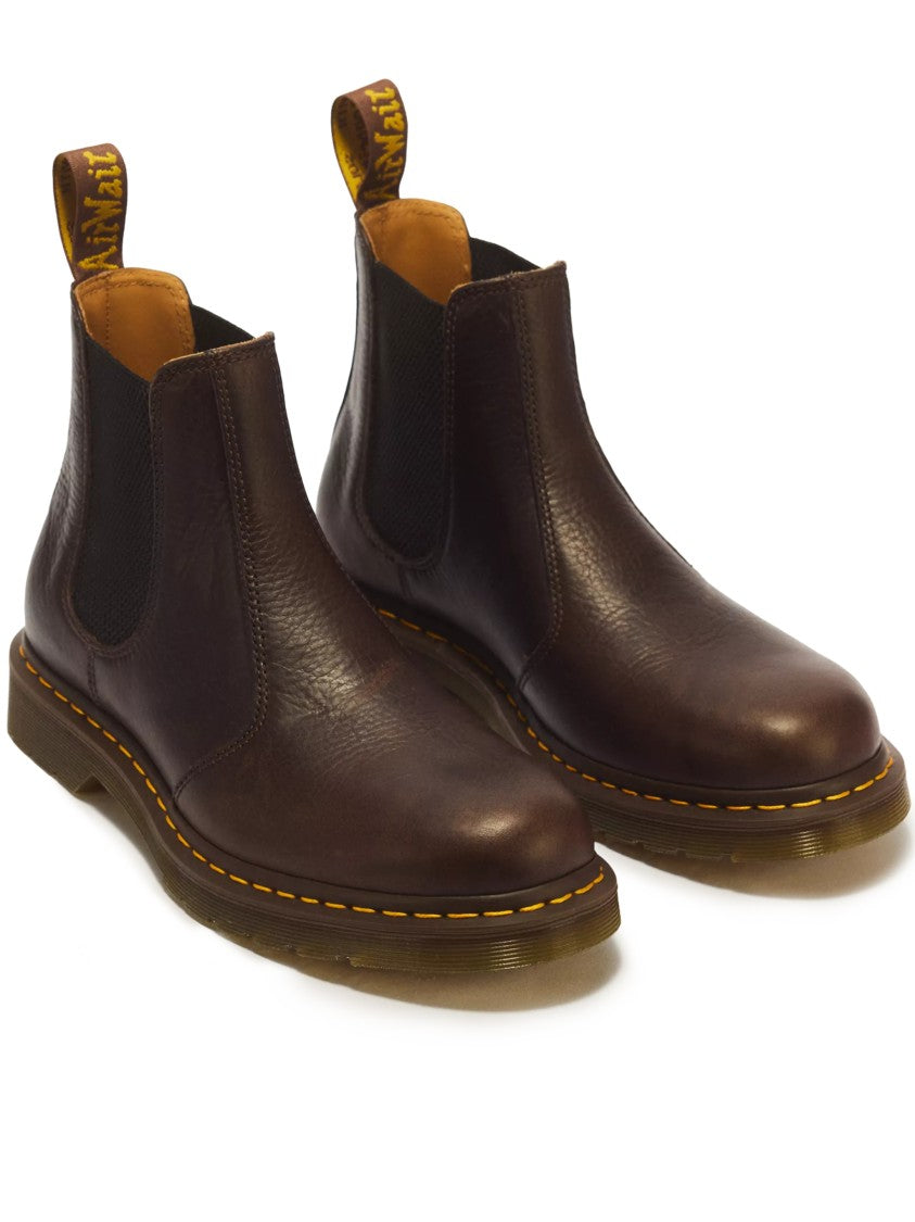 Dr. Martens Brown Elastic Side Panels Leather Ankle Boots