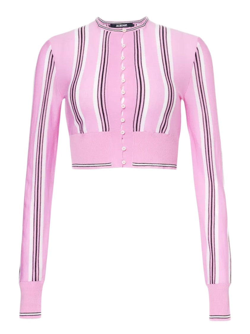 Jacquemus Cropped Vertical Stripe Cardigan With Button-Down Front