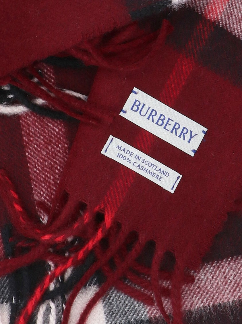 Burberry Bordeaux Check Brushed Cashmere Scarf