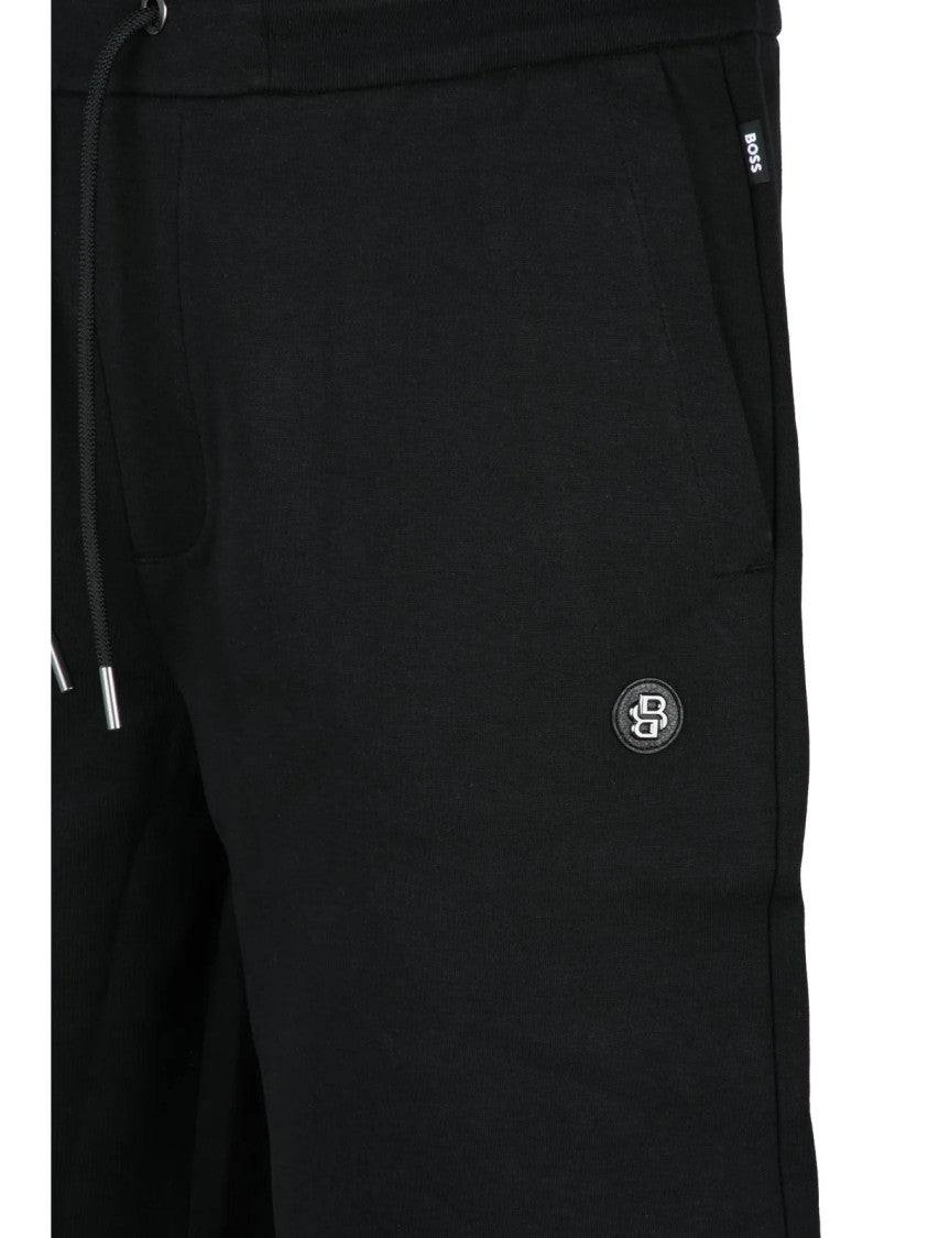 Boss Black Cotton Polyester Men Sweat Shorts