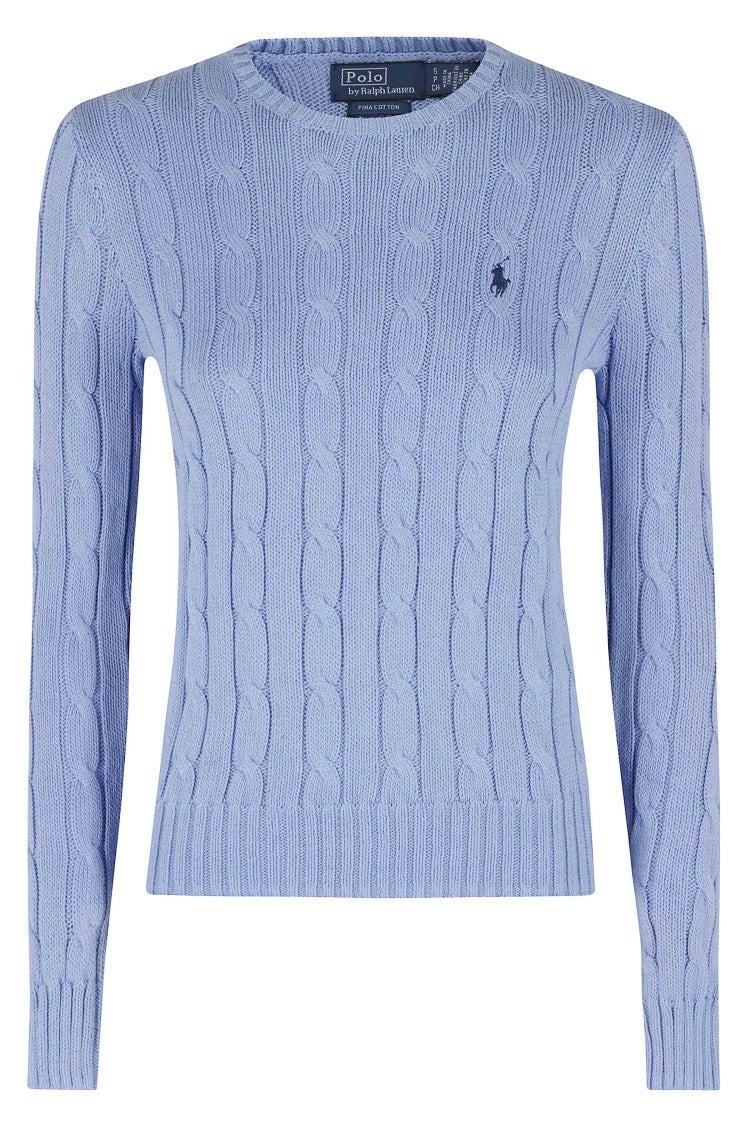Polo Ralph Lauren Light Blue Long Sleeve Ribbed Crewneck Cotton Sweater