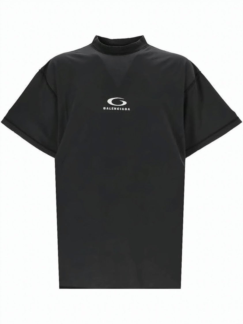 Balenciaga Boxy-Fit Black T-Shirt With High Neckline