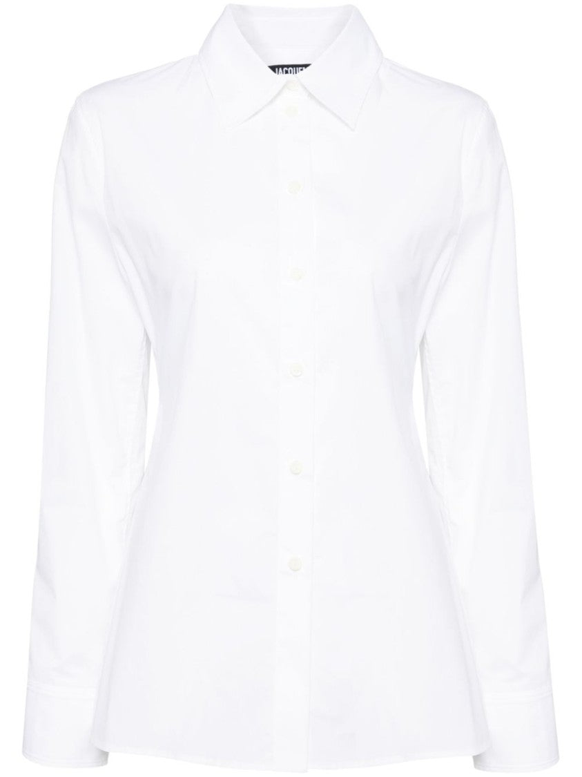 Jacquemus White Blouse With Cut-Out Detail And Adjustable Waistband